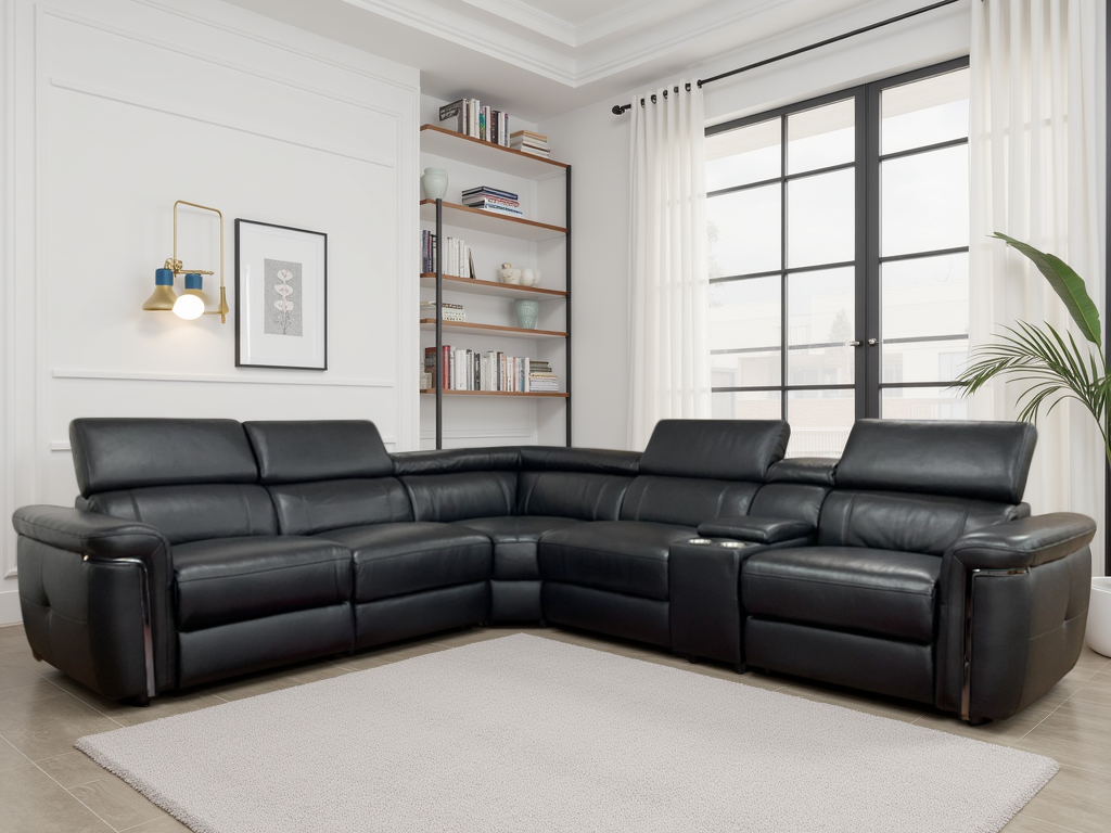 Somerville Electric Recliner Sofa Black Large Corner