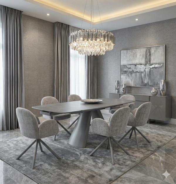 Gstaad Grey Extendable Stone Table - ASR Interiors
