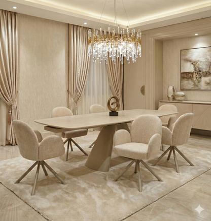 Gstaad Beige Extendable Stone Table - ASR Interiors