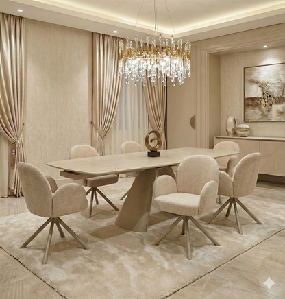 Gstaad Beige Extendable Stone Table - ASR Interiors