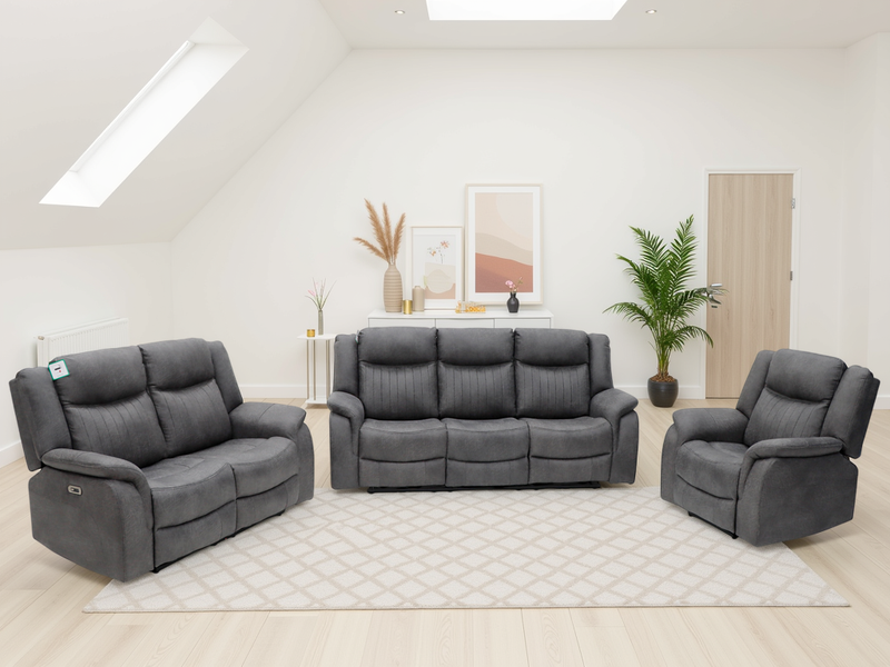 Leon Electric Recliner Sofa Grey 3+2+1 Set