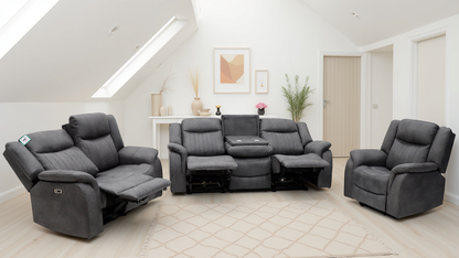 Leon Electric Recliner Sofa Grey 3+2+1 Set