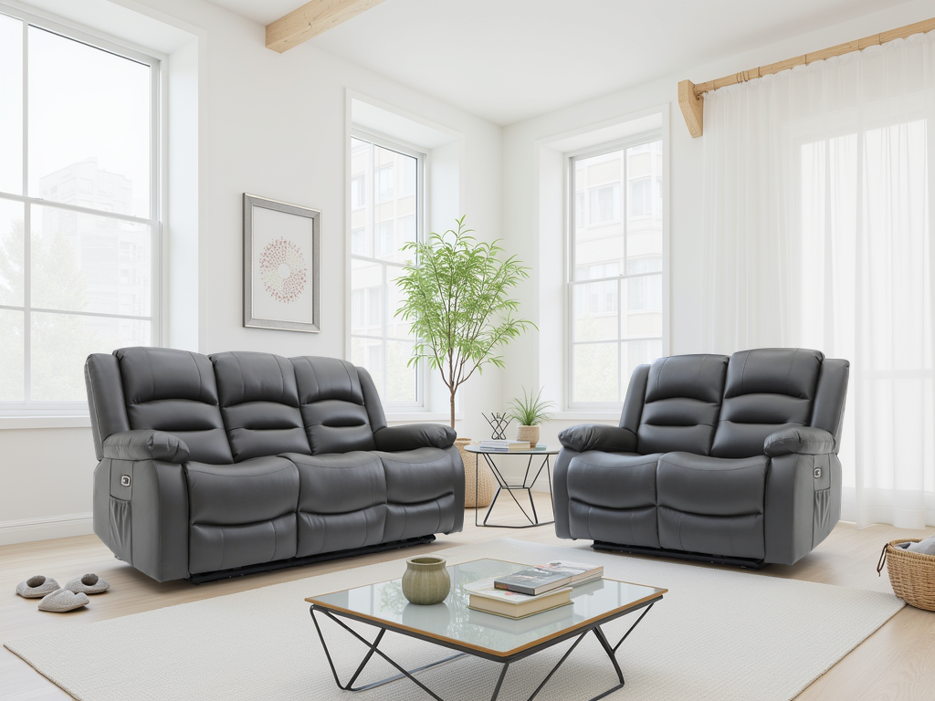Alva Electric Recliner Sofa Grey 3+2 Set
