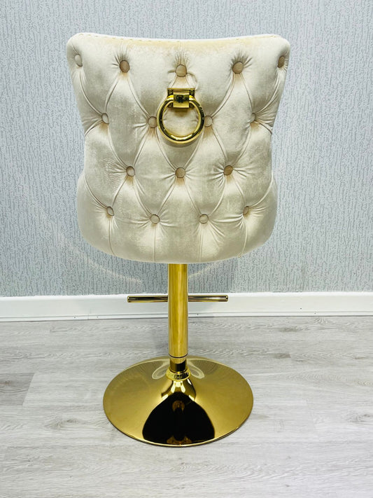 Victoria Cream Ring Knocker Breakfast Stool - ASR Interiors