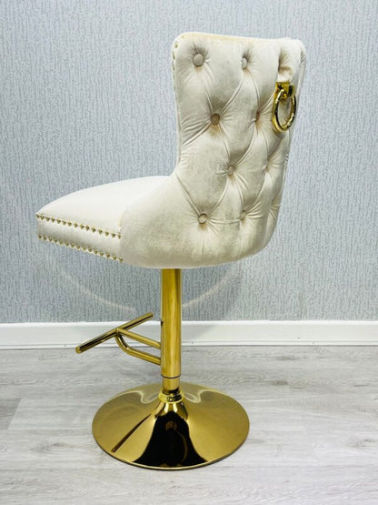 Victoria Cream Ring Knocker Breakfast Stool - ASR Interiors