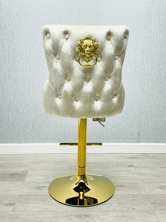 Victoria Cream Lion Knocker Breakfast Stool - ASR Interiors