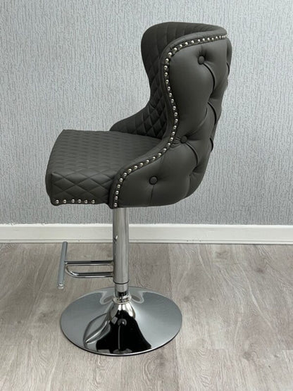 Valentino Hudson Grey PU Bar Stool - ASR Interiors