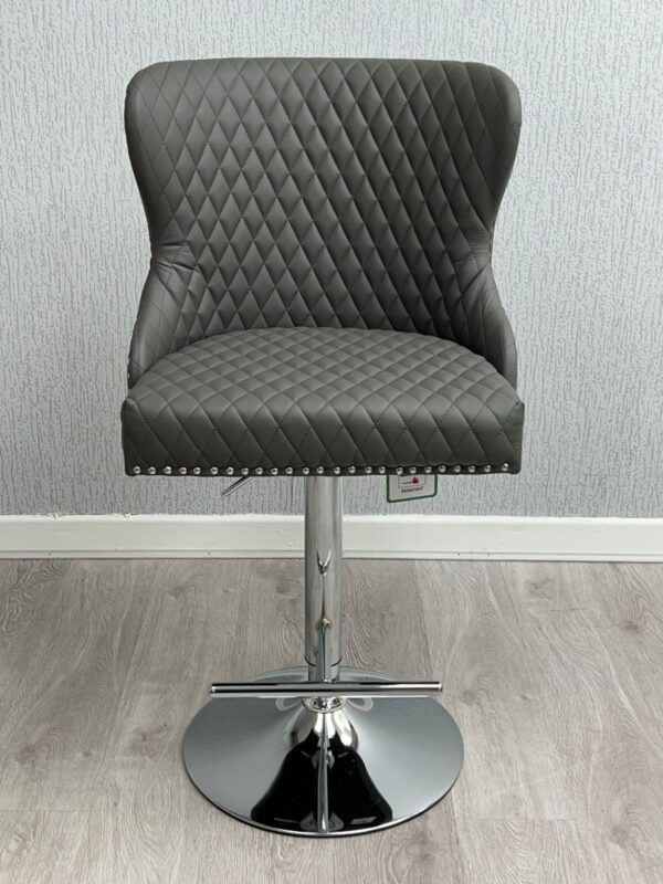 Valentino Hudson Grey PU Bar Stool - ASR Interiors