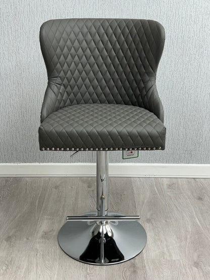 Valentino Hudson Grey PU Bar Stool - ASR Interiors