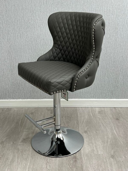 Valentino Hudson Grey PU Bar Stool - ASR Interiors