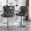 Valentino Grey Velvet Bar Stool - ASR Interiors