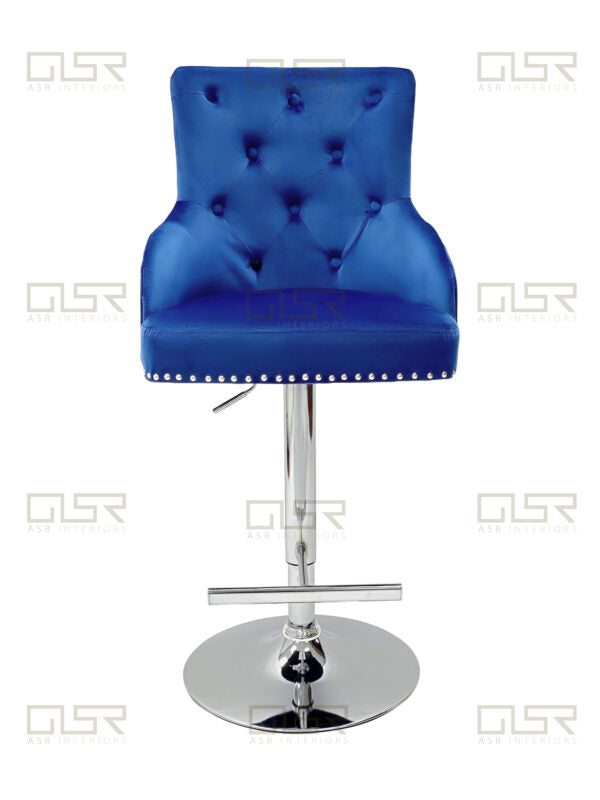 Majestic Navy Fabric Bar Stool - ASR Interiors