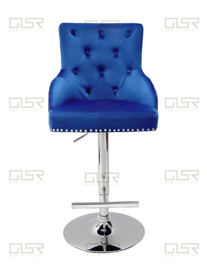 Majestic Navy Fabric Bar Stool - ASR Interiors