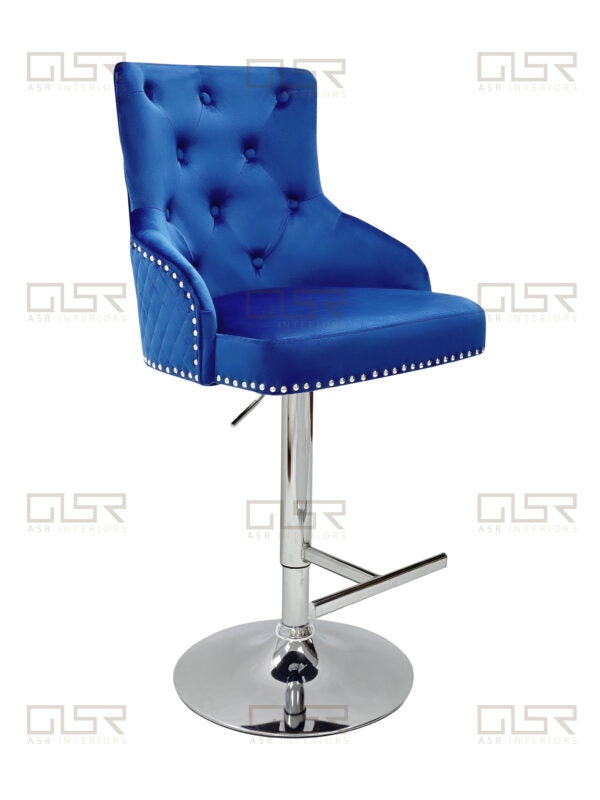 Majestic Navy Fabric Bar Stool - ASR Interiors