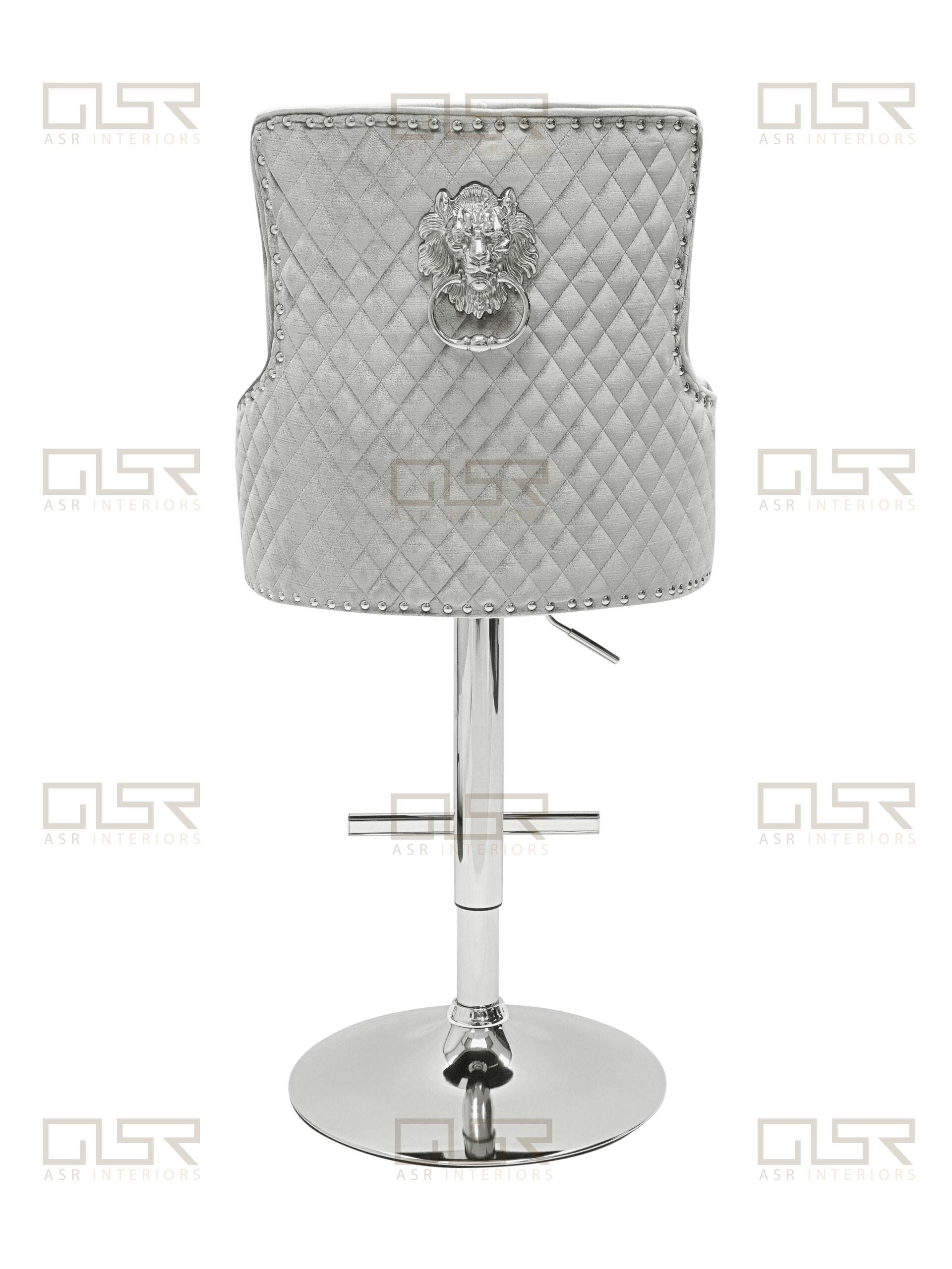 Majestic HQ Silver Fabric Bar Stool - ASR Interiors