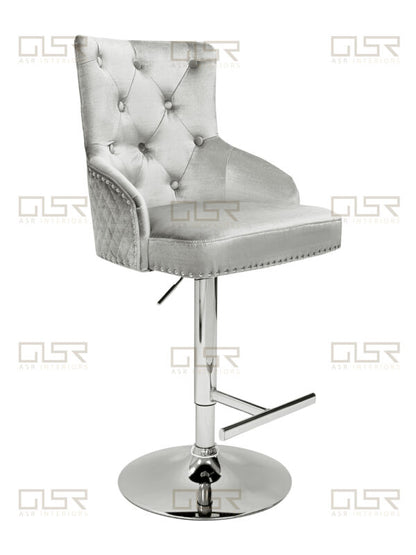 Majestic HQ Silver Fabric Bar Stool - ASR Interiors