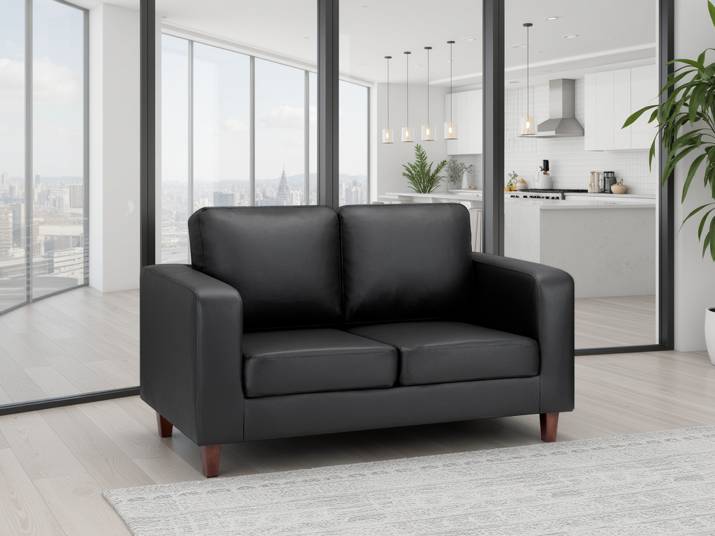 Box Sofa Black 2 Seater