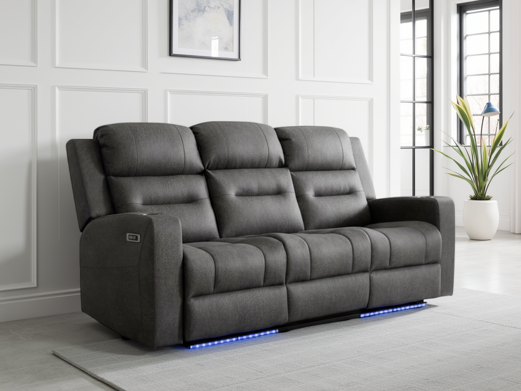 C-Love Tech Electric Recliner Sofa Grey 3 Seater