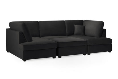 Carnaby Sofa Plush Black U Shape Corner