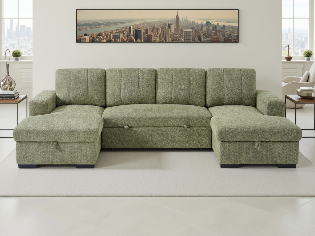 Como Sofabed Green U Shape Corner