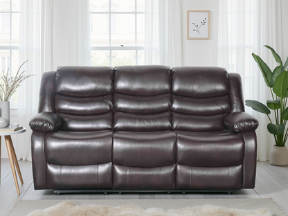 Conrad Manual Recliner Sofa Brown 3 Seater