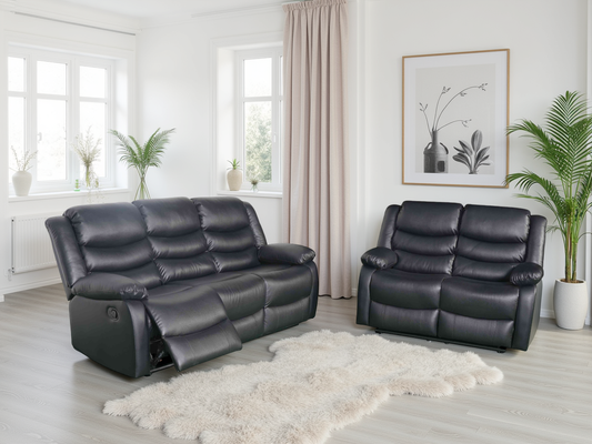 Conrad Manual Recliner Sofa Black 3+2 Set