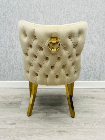 Valentino Mink Gold Velvet Chair - ASR Interiors