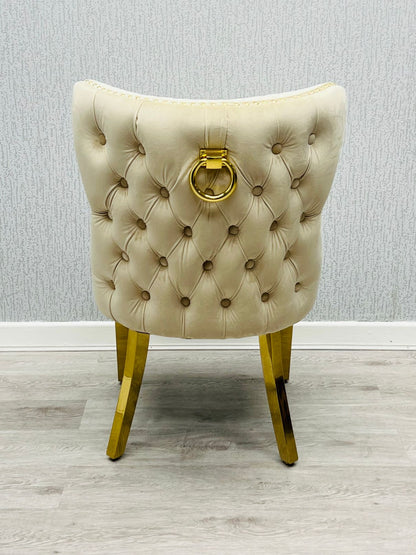 Valentino Mink Gold Velvet Chair - ASR Interiors