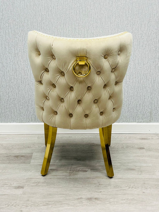 Valentino Mink Gold Velvet Chair - ASR Interiors