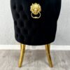 Valentino Black Gold Lion Velvet Chair - ASR Interiors