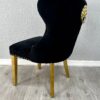 Valentino Black Gold Lion Velvet Chair - ASR Interiors