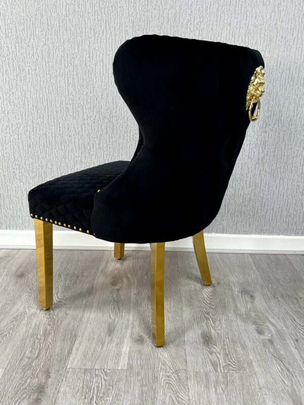 Valentino Black Gold Lion Velvet Chair - ASR Interiors