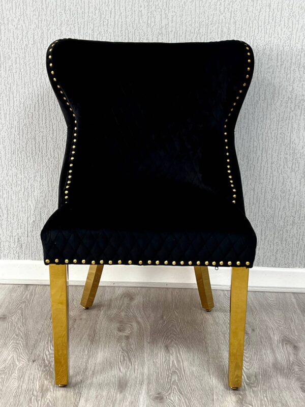 Valentino Black Gold Lion Velvet Chair - ASR Interiors