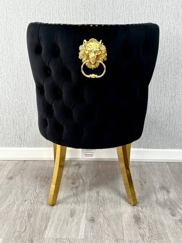 Valentino Black Gold Lion Velvet Chair - ASR Interiors