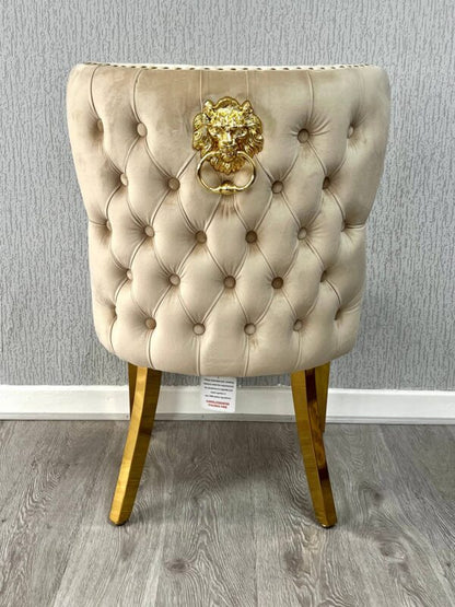 Valentino Mink Gold Lion Velvet Chair - ASR Interiors