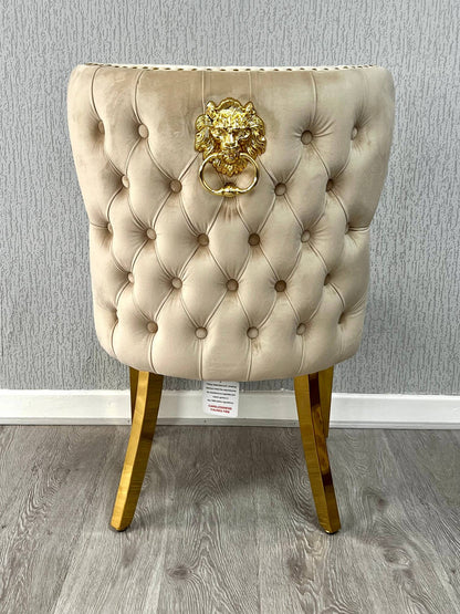 Valentino Mink Gold Lion Velvet Chair - ASR Interiors