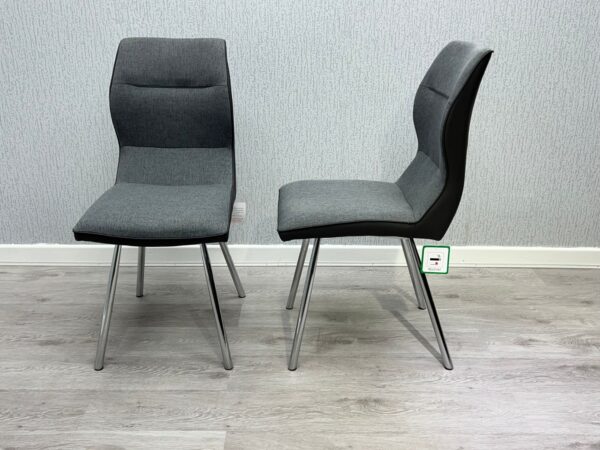 Zermatt Dining Chair (Grey PU with Grey Fabric) - ASR Interiors