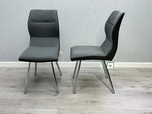 Zermatt Dining Chair (Grey PU with Grey Fabric) - ASR Interiors