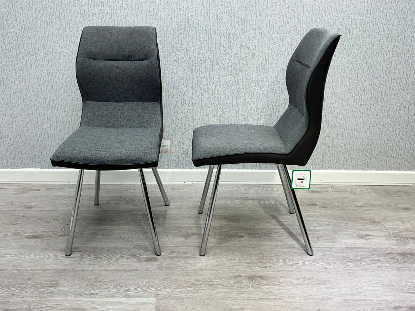 Zermatt Dining Chair (Grey PU with Grey Fabric) - ASR Interiors