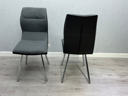 Zermatt Dining Chair (Grey PU with Grey Fabric) - ASR Interiors