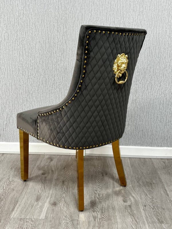 Majestic Grey Gold Lion Knocker Chair - ASR Interiors