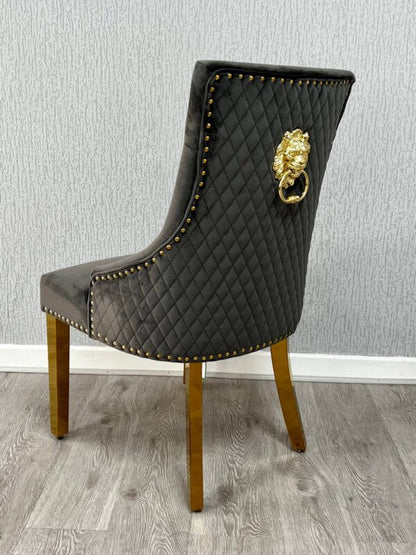 Majestic Grey Gold Lion Knocker Chair - ASR Interiors