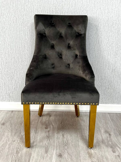 Majestic Grey Gold Lion Knocker Chair - ASR Interiors