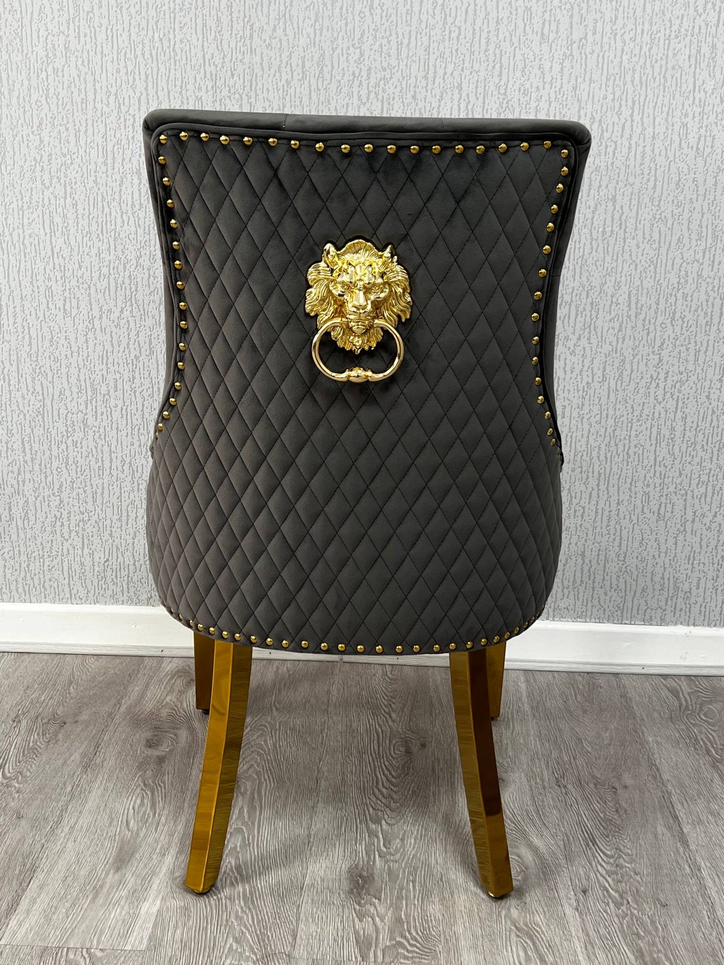 Majestic Grey Gold Lion Knocker Chair - ASR Interiors