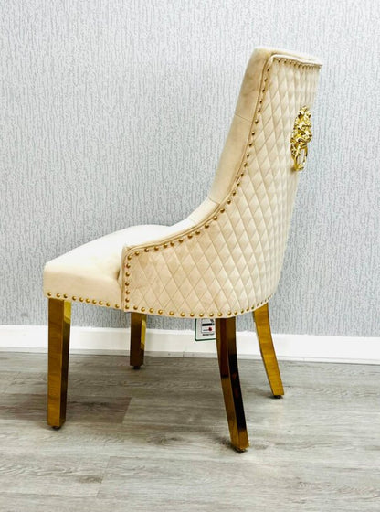Majestic Mink Gold Lion Knocker Chair - ASR Interiors