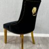 Majestic Black Gold Lion Knocker Chair - ASR Interiors