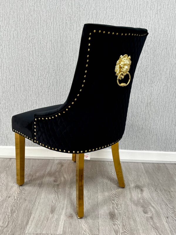 Majestic Black Gold Lion Knocker Chair - ASR Interiors