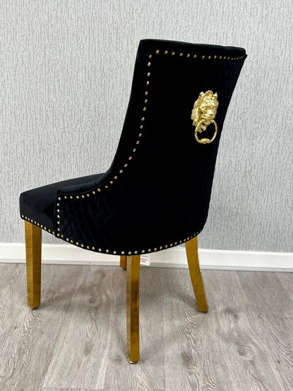 Majestic Black Gold Lion Knocker Chair - ASR Interiors