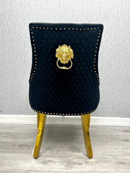 Majestic Black Gold Lion Knocker Chair - ASR Interiors