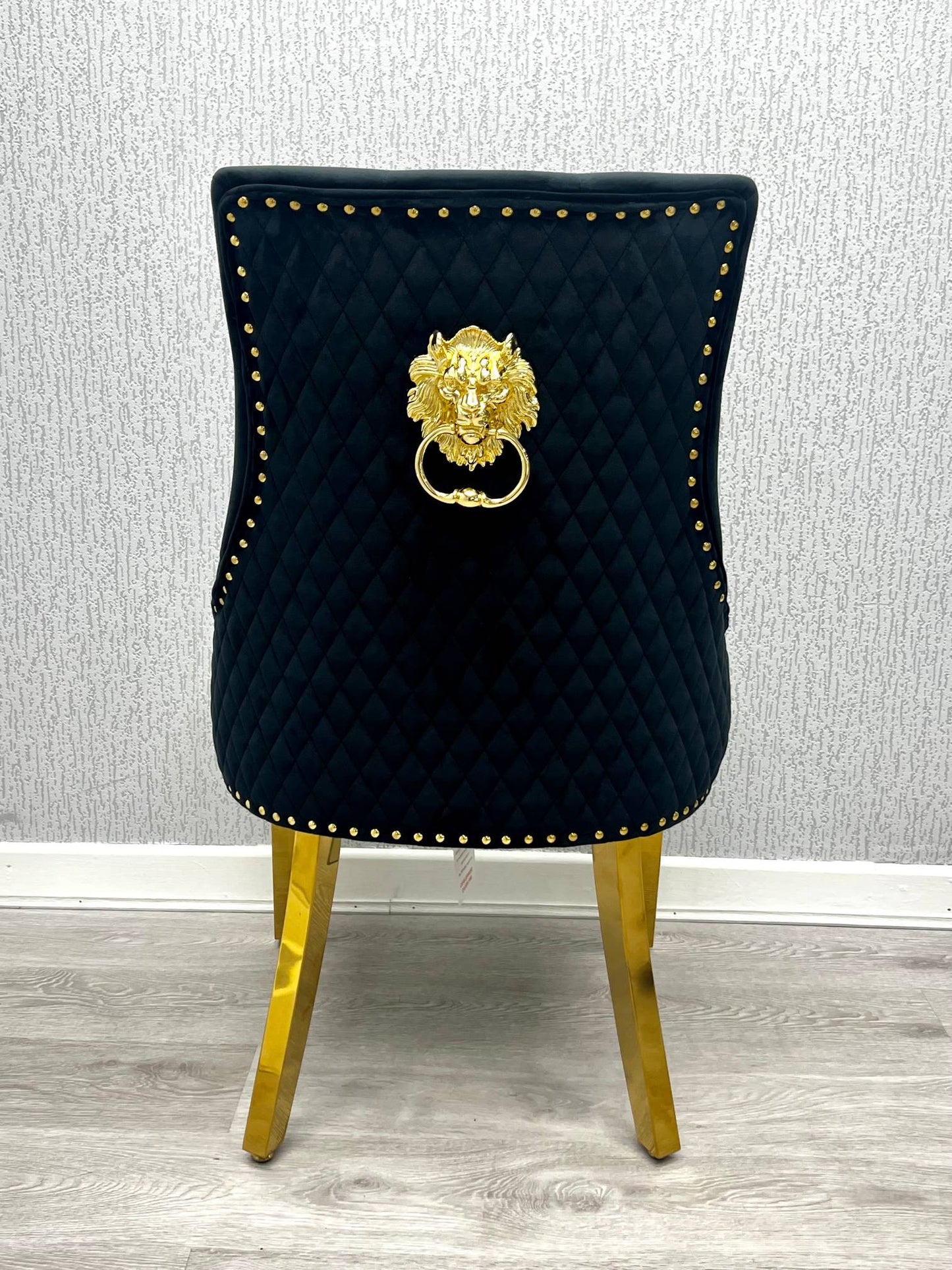 Majestic Black Gold Lion Knocker Chair - ASR Interiors